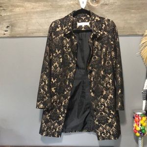Cleo Gold Damask Jacquard Dress trench coat jacket